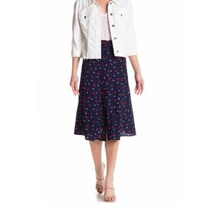 New A lined midi skirt with offset front slit by Good Luck Gem